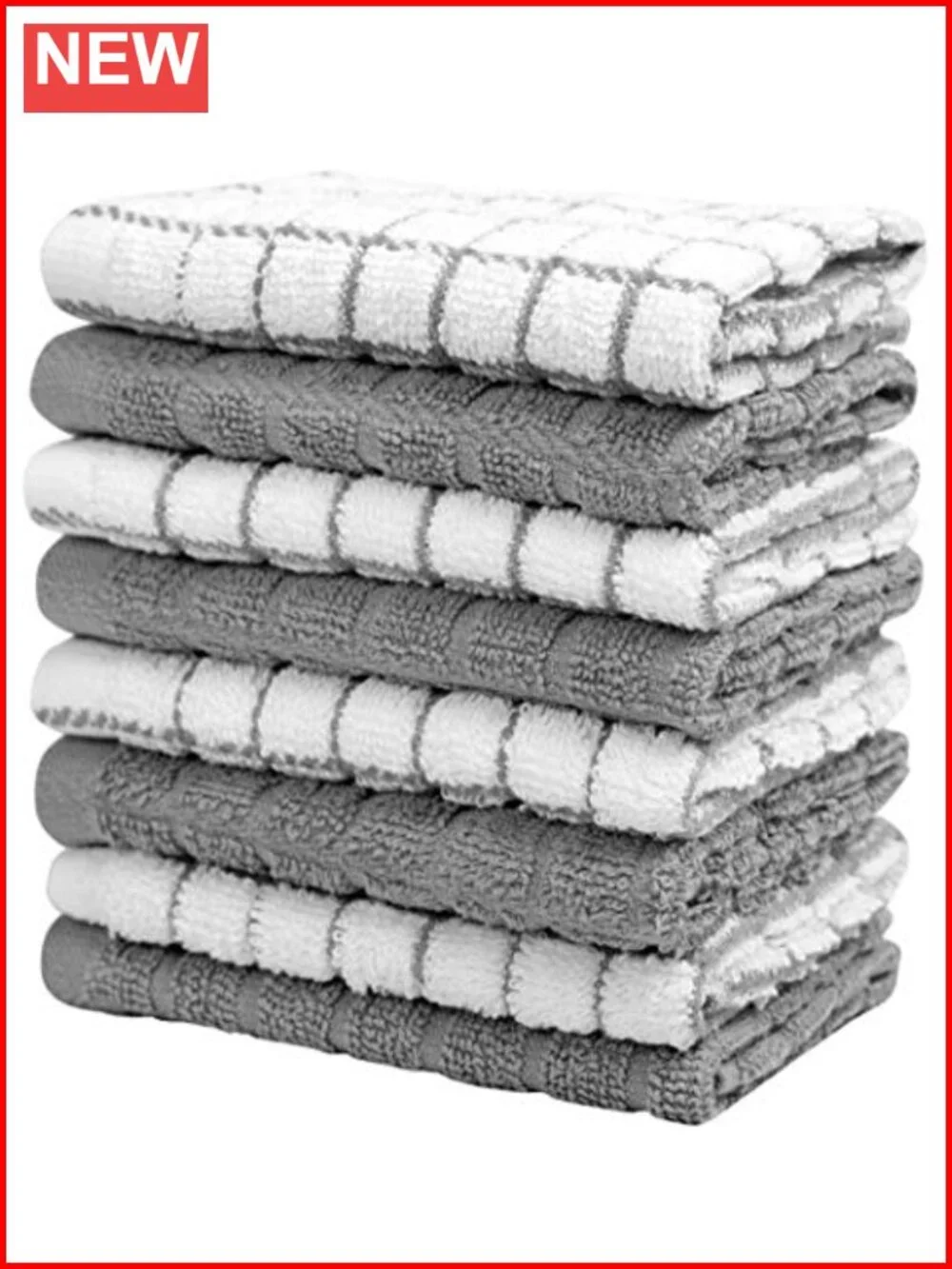 8-Pack 100% Cotton Dish Cloths Kitchen Towels 12x12 Soft Absorbent